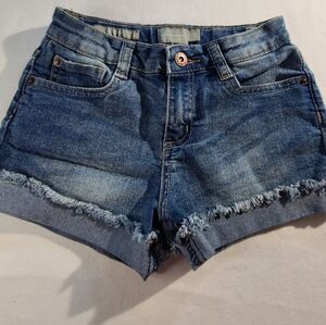 Lucky Brand Girls Denim Shorts Size 10 Blue Distressed Cuffed Jean